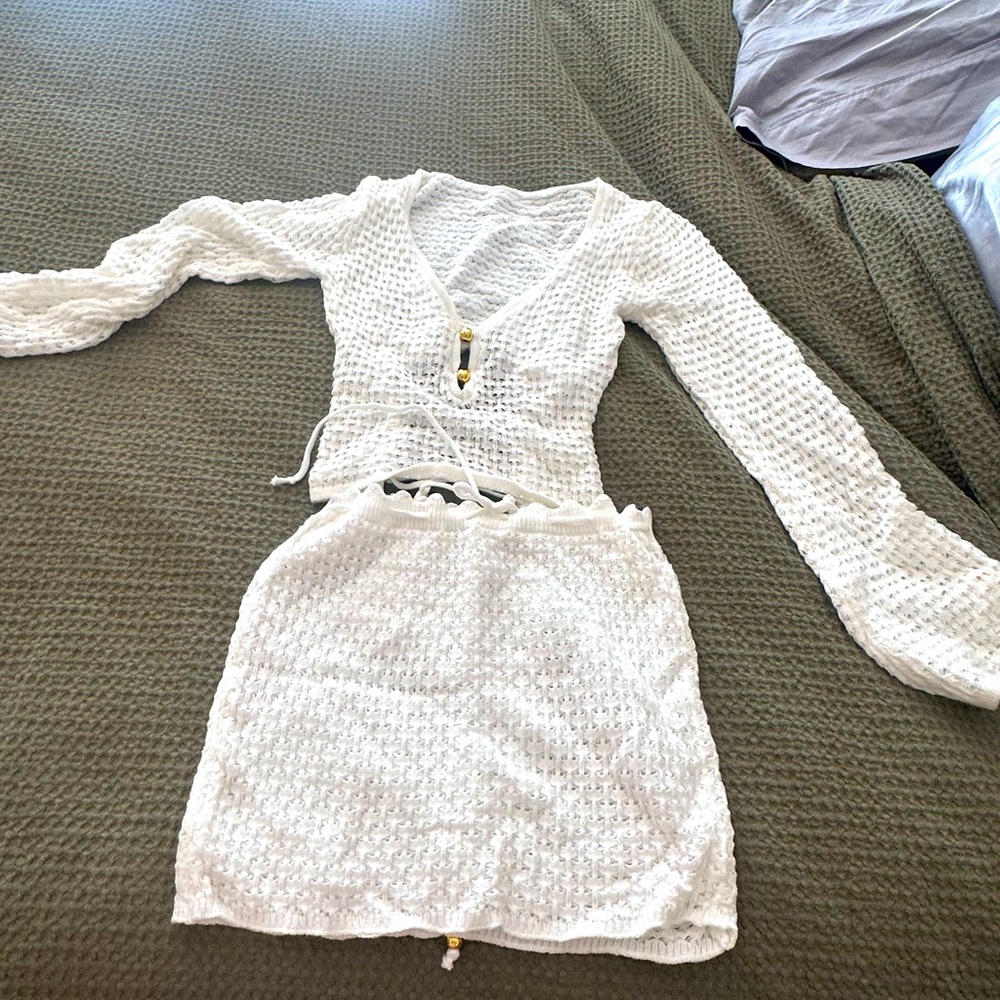 White two piece coverup